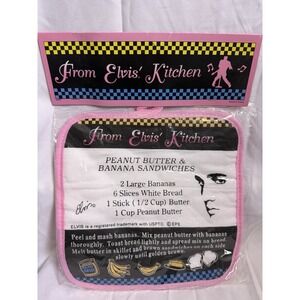 From Elvis's Kitchen Pink Pot Holder Recipe Peanut Butter Banana Sandwich NIP